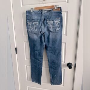 Seven7 14 Luxe Plus Rhinestone Destroyed Skinny Jeans Women’s Size 14 Y2K Denim